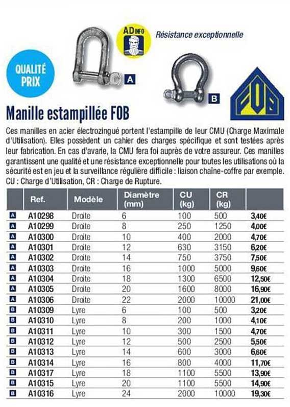 manille estampillée fob