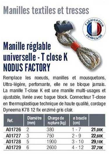manille réglable universelle - close k nodus factory