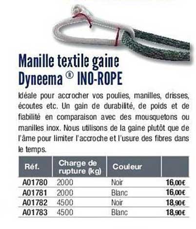 manille textile gaine dyneema ino-rope