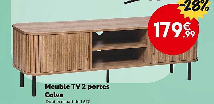 meuble tv 2 portes colva