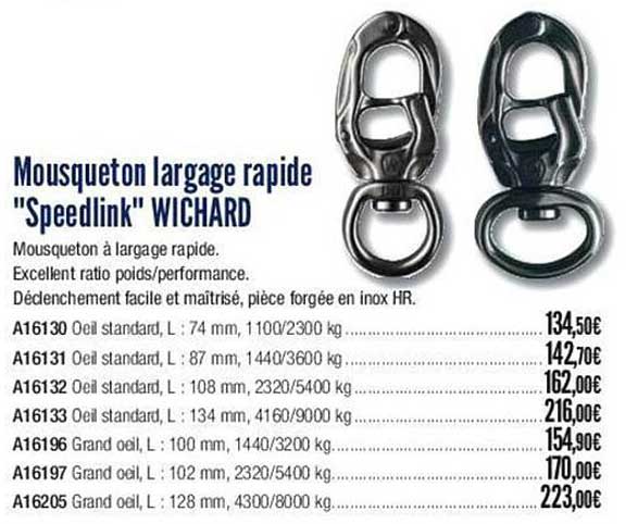 mousqueton largage rapide "speedlink" wichard