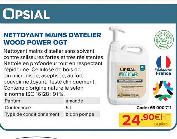 nettoyant mains d'atelier wood power ogt