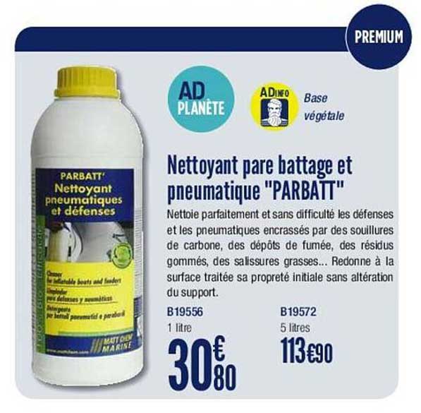 nettoyant pare battage et pneumatique "parbatt"