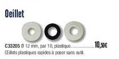 oeillet c33205 ø 12 mm, par 10 plastique