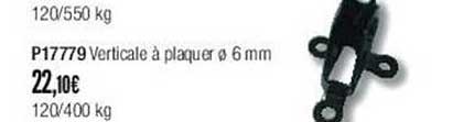 p17779 verticale à plaquer ø 6 mm