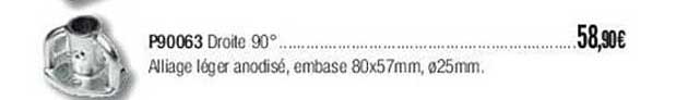 p90063 droite 90° alliage léger anodisé