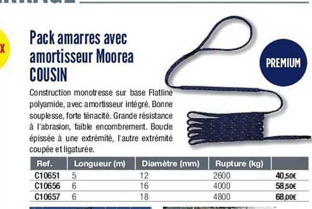 pack amarres avec amortisseur moorea cousin