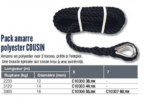 pack amarre polyester cousin