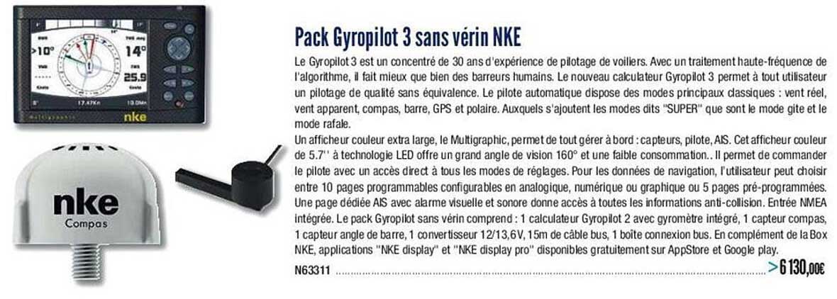 pack gyropilot 3 sans vérin nke
