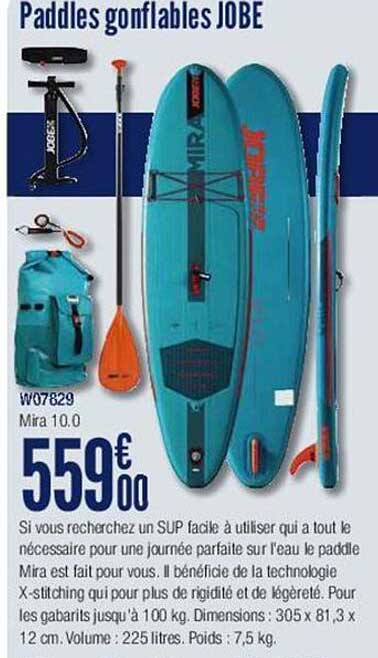 paddles gonflables jobe