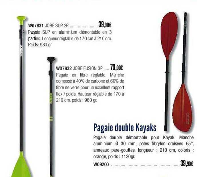 jobe sup 3p jobe fusion 3p pagaie double kayaks