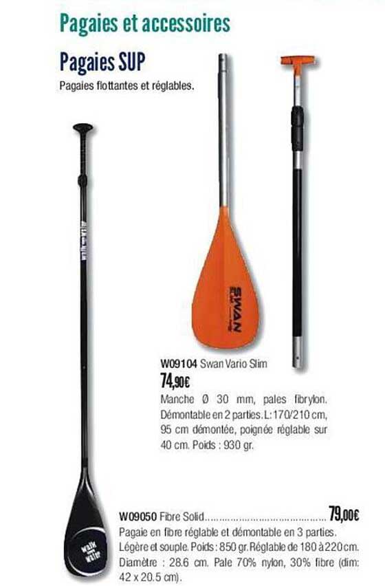 pagaies sup swan vano slim fibre solid