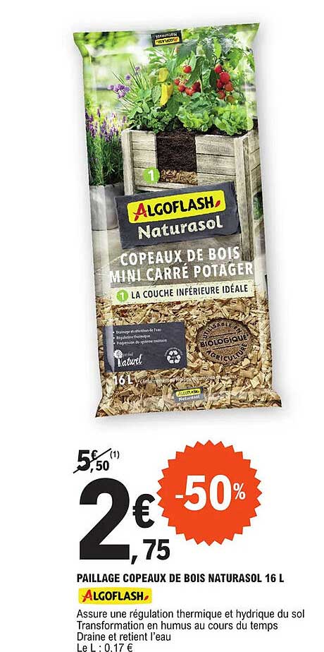 paillage copeaux de bois naturasol 16 l algoflash