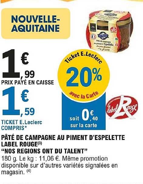 pâté de campagne au piment d'espelette label rouge "nos regions ont du talent"