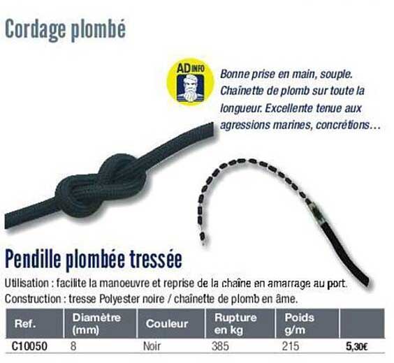 pendille plombée tressée