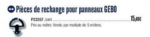 Pièces De Rechange Pour Panneaux Gebo