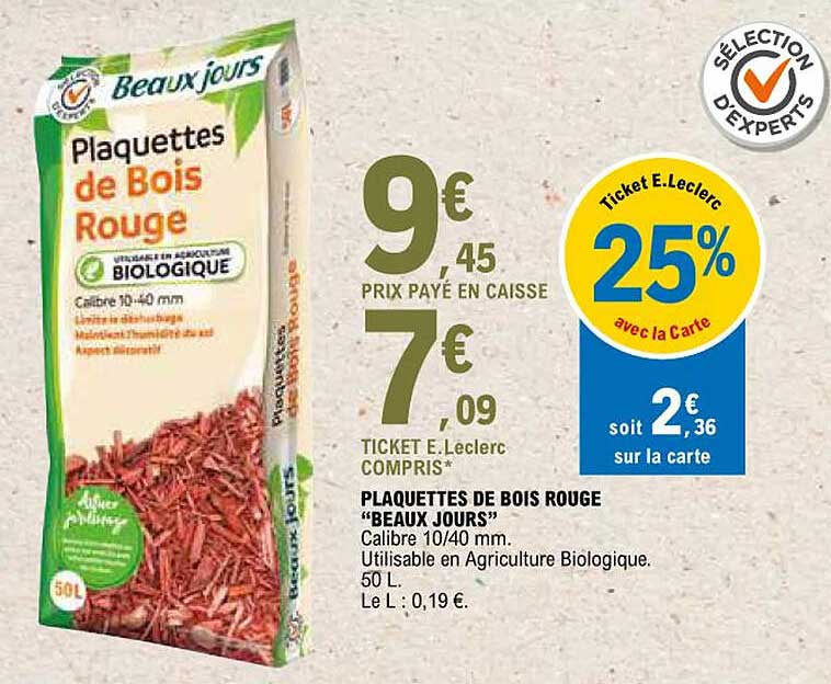 plaquettes de bois rouge "beaux jours"