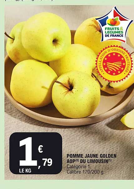 pomme jaune golden aop du limousin
