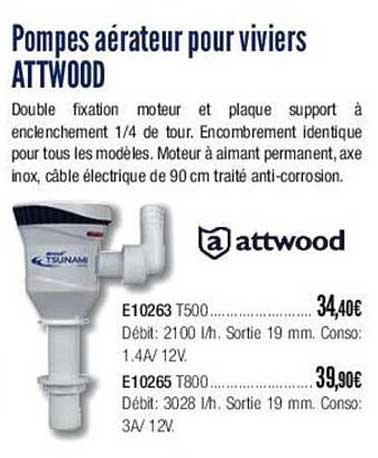 pompes aérateur pour viviers attwood