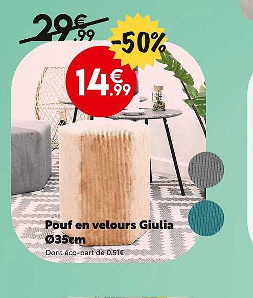 pouf en velours giulia ø 35 cm