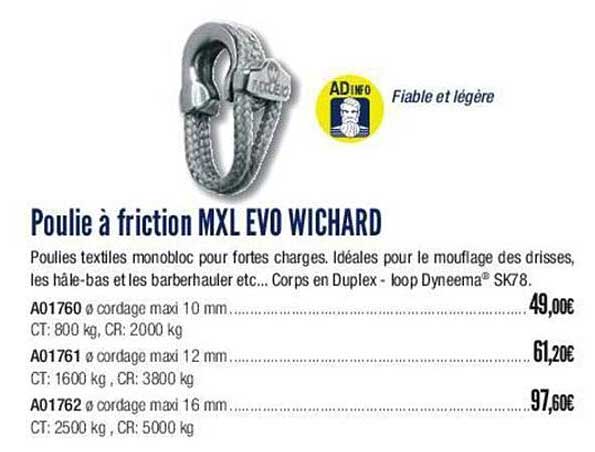 poulie à friction mxl evo wichard
