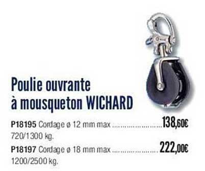poulie ouvrante à mousqueton wichard