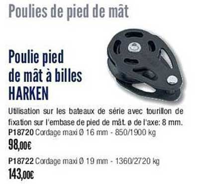poulie pied de mât à billes harken