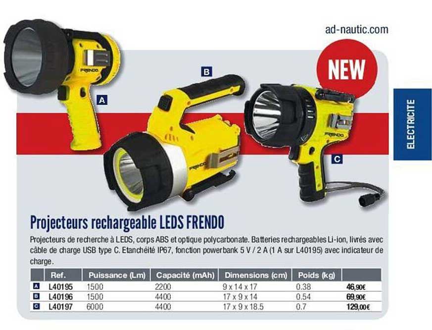 projecteurs rechargeable leds frendo