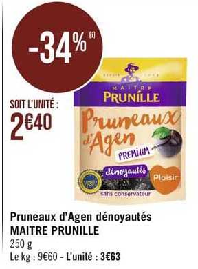 pruneaux d'agen dénoyautés maitre prunille