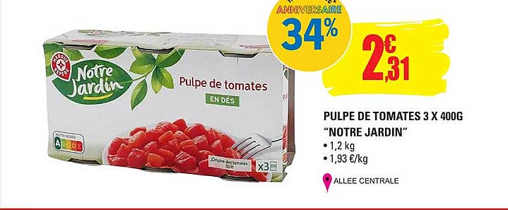 pulpe de tomates 3 x 400 g "notre jardin"