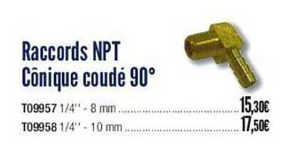 raccords npt cônique coudé 90°