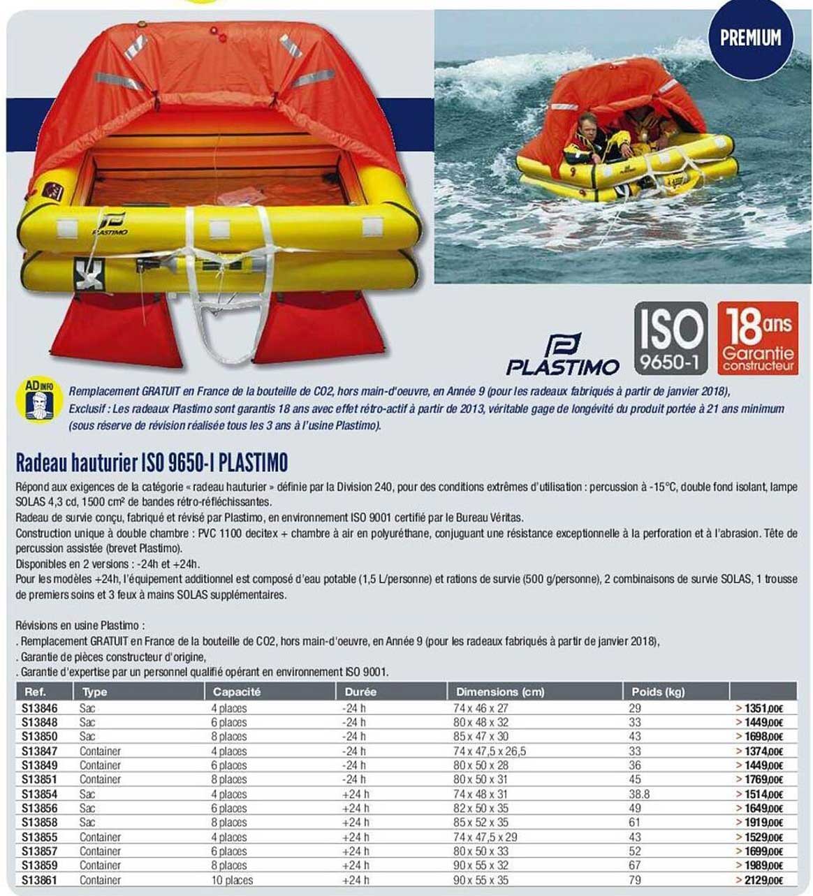 radeau hauturier iso 9650-i plastimo