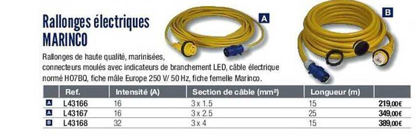 rallonges électriques marinco