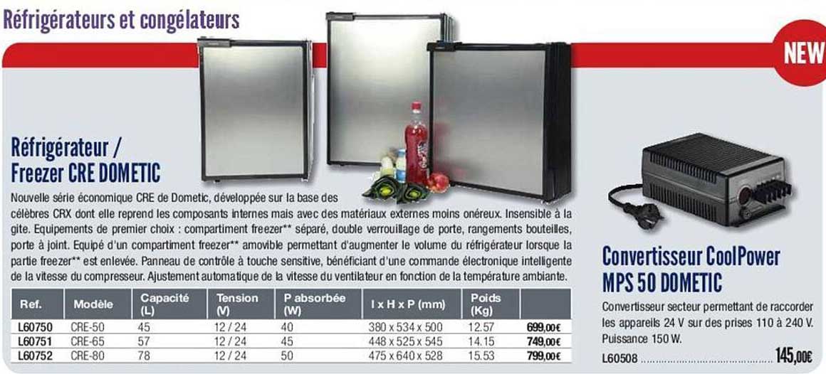 réfrigérateur / freezer cre dometic, convertisseur coolPower mps 50 dometic