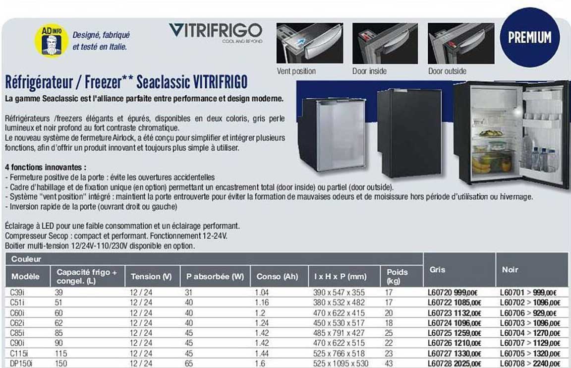réfrigérateur / freezer seaclassic vitrifrigo