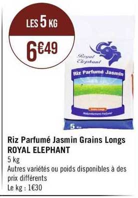 riz parfumé jasmin grains longs royal elephant
