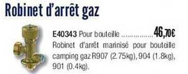 robinet d'arrêt gaz