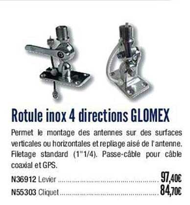 rotule inox 4 directions glomex