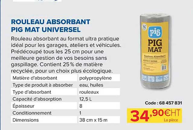 rouleau absorbant pig mat universel