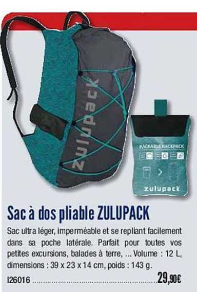 sac à dos pliable zulupack
