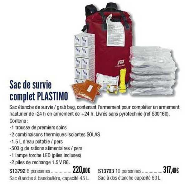 sac de survie complet plastimo