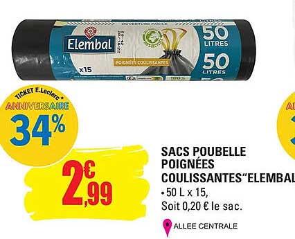 Sacs Poubelle Poignées Coulissantes "elembal"