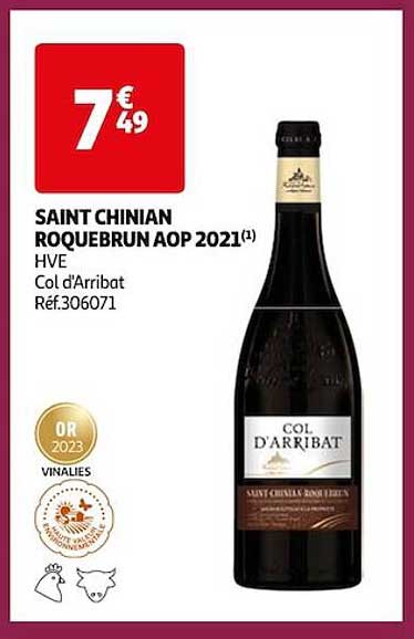 saint chinian roquebrun aop 2021 hve col d'arribat