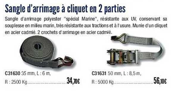 sangle d'arrimage à cliquet en 2 parties