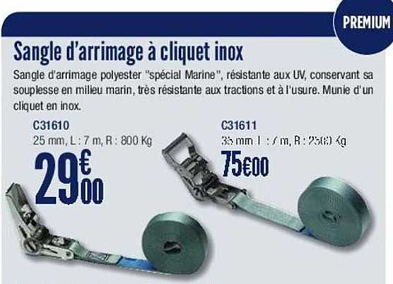 sangle d'arrimage à cliquet inox
