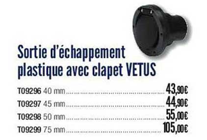 sortie d'échappement plastique avec clapet vetus