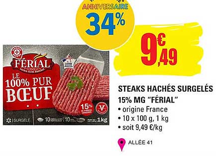 Steaks Hachés Surgelés 15% Mg "férial"