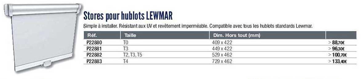 stores pour hublots lewmar