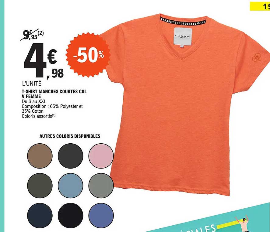 t-shirt manches courtes col v femme