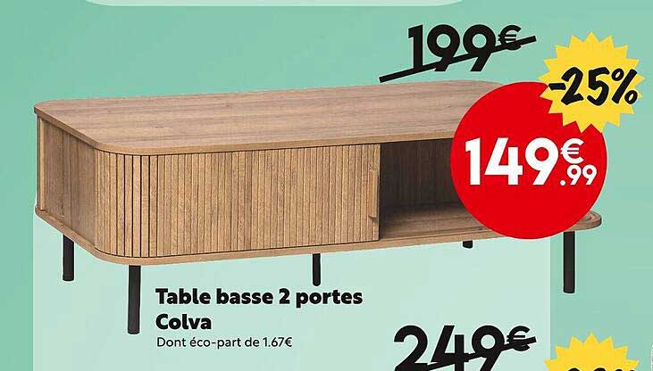 table basse 2 portes colva